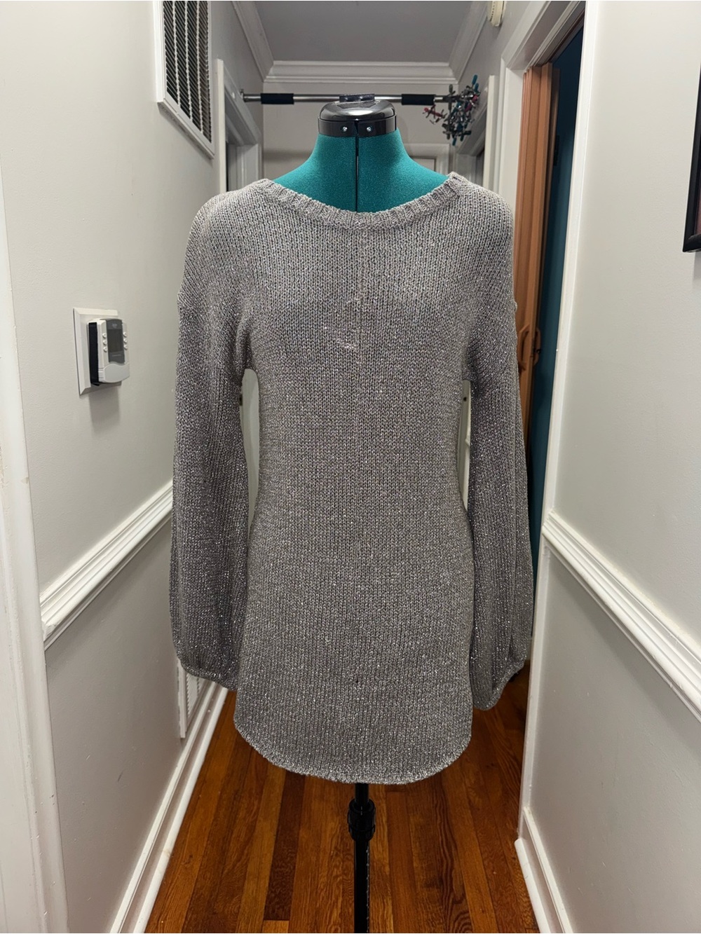 True Religion Silver-Gray Scoop Neck Knit Sweater